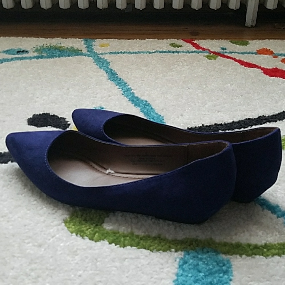 Merona blue suede hidden wedge flats sz 9